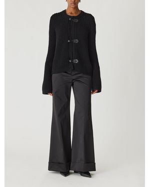 Rebecca Taylor Novelty Wool Toggle Cardi - Black