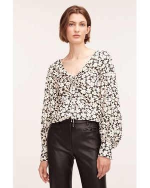 Rebecca Taylor Paige Fleur Drawstring Long Sleeve Blouse - Multicolor