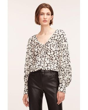 Rebecca Taylor Paige Fleur Drawstring Long Sleeve Blouse - Multicolor