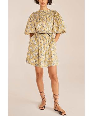 sachin and babi light blue dress Rent Yellow Crossover Tiered Floral Chiffon Dress by Self Portrait