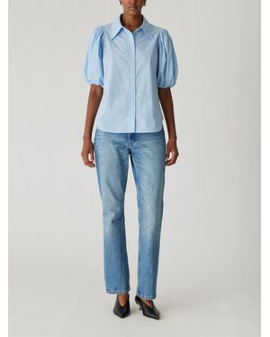 Rebecca Taylor Puff Sleeve Button Down Shirt - Blue