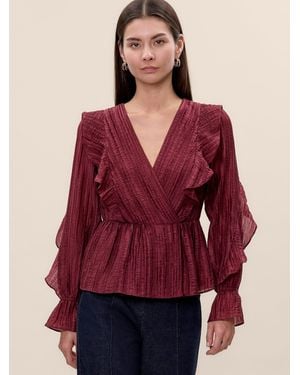 Rebecca Taylor Olivia Ruffle Blouse - Red