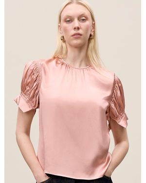 Rebecca Taylor Short Sleeve Charm Blouse - Pink
