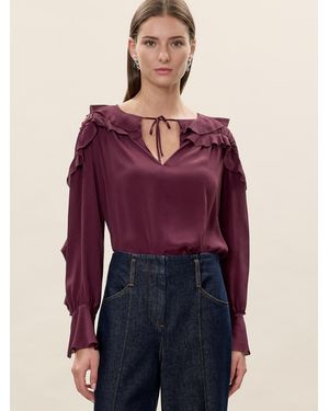 Rebecca Taylor Lillith Ruffle Blouse - Purple