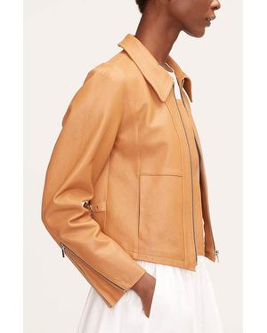 Rebecca Taylor Ladies Pebbled Leather Moto - Orange