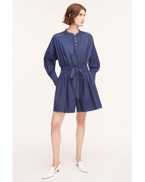 Rebecca Taylor Poplin Long Sleeve Romper - Blue
