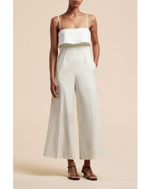 Rebecca Taylor Tuxedo Wide Leg Jumpsuit - Natural