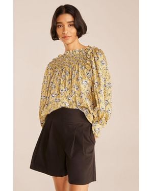 Rebecca Taylor Intaglio Rose Smocked Blouse - Natural