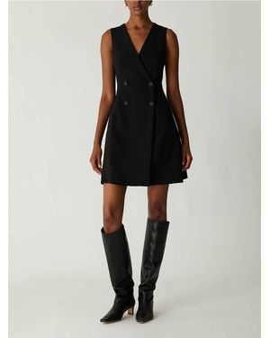 Rebecca Taylor Refined Suiting Double Breasted Mini Dress - Black