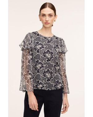 Rebecca Taylor Rochelle Fleur Ruffle Silk Blouse - Multicolor