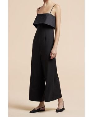 Rebecca Taylor Tuxedo Wide Leg Jumpsuit - Black