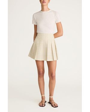 Rebecca Taylor Painterly Windowpane Pleated Faille Skirt - Natural