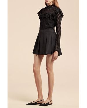 Rebecca Taylor Pleated Faille Skirt - Black