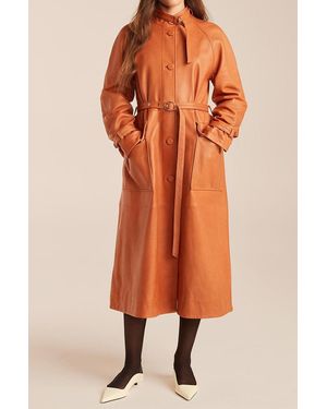 Rebecca Taylor Slim Leather Trench Coat - Orange