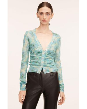 Rebecca Taylor Astera Fleur Ruched Cardigan - Green