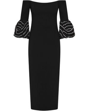 Rebecca Vallance Bellatrix Off The Shoulder Midi Dress - Black