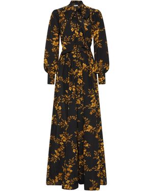 Rebecca Vallance Gilded Floral Long Sleeve Maxi Dress - Black