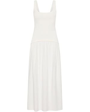 Rebecca Vallance Kahlia Ivory Linen Blend Midi Dress With Belt - White