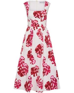 Rebecca Vallance Damask Rose Midi Dress - Red