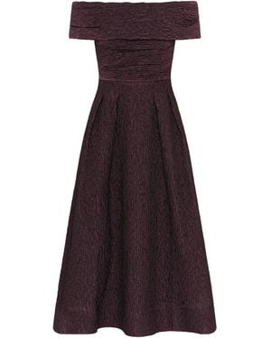 Rebecca Vallance Adalyn Off The Shoulder Midi Dress - Purple