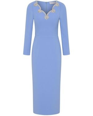 Rebecca Vallance Harlynn Long Sleeve Midi Dress - Blue