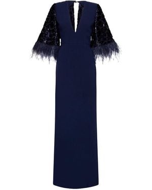 Rebecca Vallance Maelle Cape Gown - Blue
