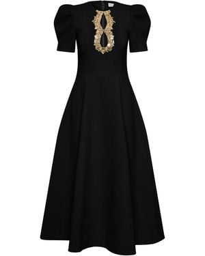Rebecca Vallance Alexandrite Short Sleeve Midi Dress - Black