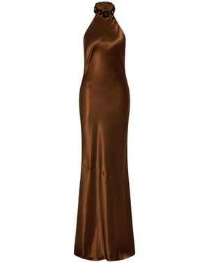 Rebecca Vallance Phoenix Rose Halter Gown - Brown