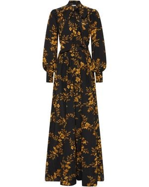 Rebecca Vallance Gilded Floral Long Sleeve Maxi Dress - Black