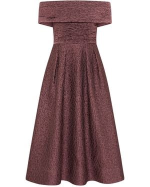 Rebecca Vallance Adalyn Off The Shoulder Midi Dress - Purple