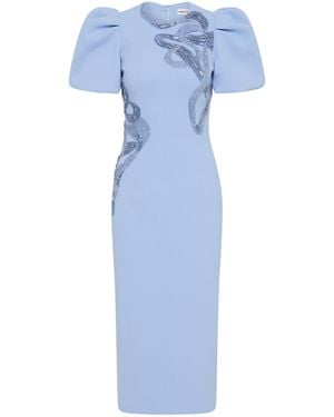 Rebecca Vallance Aylin Puff Sleeve Midi Dress - Blue