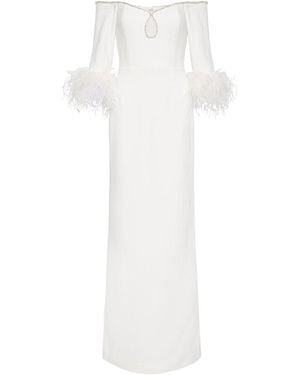 Rebecca Vallance Plume Keyhole Gown - White
