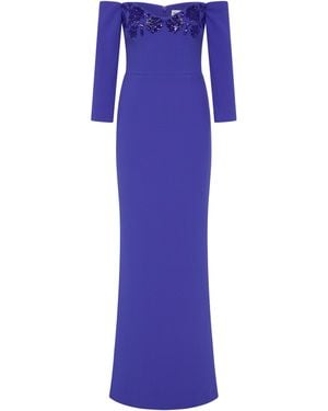 Rebecca Vallance Evolet Off The Shoulder Gown - Blue
