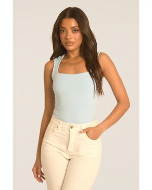 Rebellious Fashion Square Neck Basic Bodysuit - Natural