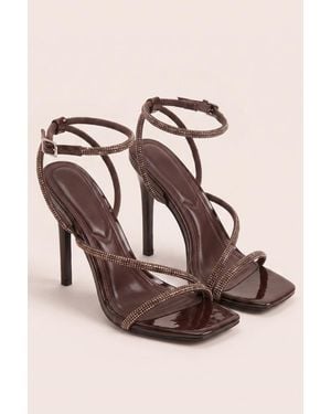 Rebellious Fashion Diamante Detail Strappy Heels - Pink