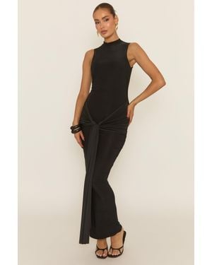 Rebellious Fashion Tie Front Maxi Dress - Black