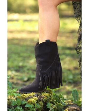 Rebellious Fashion Fringed Pointed Toe Cowboy Boots - Yellow