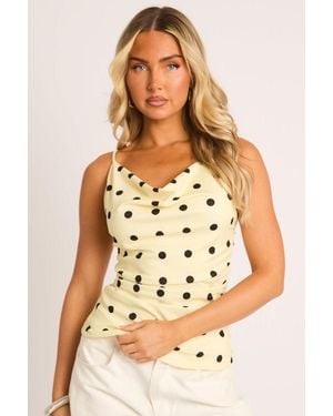 Rebellious Fashion Cowl Neck Ruched Top - Natural