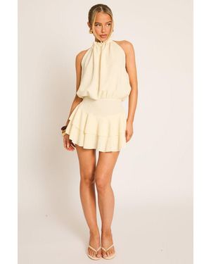 Rebellious Fashion Textured Flippy Playsuit - Natural