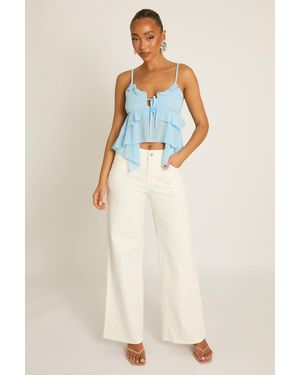Rebellious Fashion Denim Wide Leg Jeans - Blue