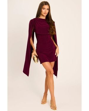 Rebellious Fashion Gathered Cape Mini Dress