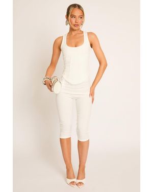 Rebellious Fashion Corset Top And Capri Pant Co-Ord Set - Natural