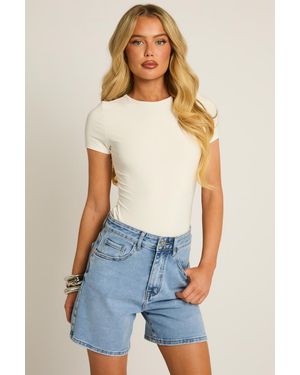 Rebellious Fashion Short Sleeve Bodysuit - Blue