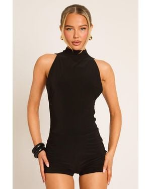 Rebellious Fashion Fitted Playsuit - Black