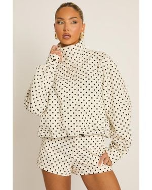Rebellious Fashion High Neck Zip Through Jacket - Natural