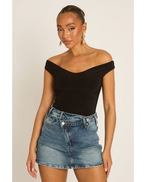 Rebellious Fashion Off Shoulder Bodysuit - Blue
