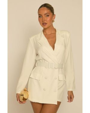 Rebellious Fashion Tailored Blazer Playsuit - Natural