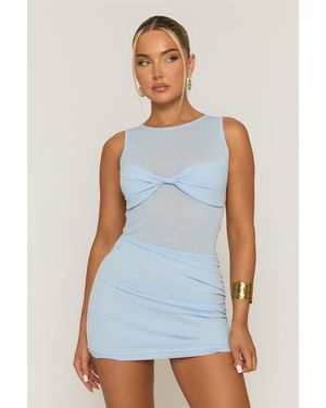 Rebellious Fashion Twist Front Mini Dress - Blue