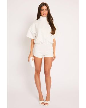Rebellious Fashion Open Back Micro Playsuit - White