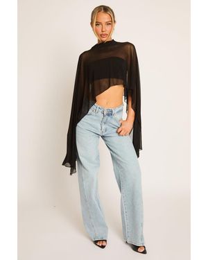 Rebellious Fashion High Neck Cape Top - Black